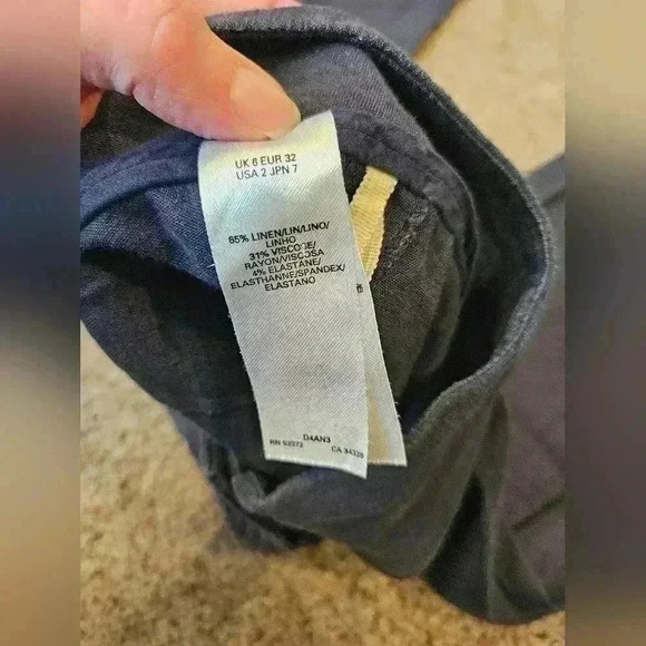 Farhi by Nicole Farhi Linen Blend Blue/Navy Trouser, Size 2 - Picture 7 of 7